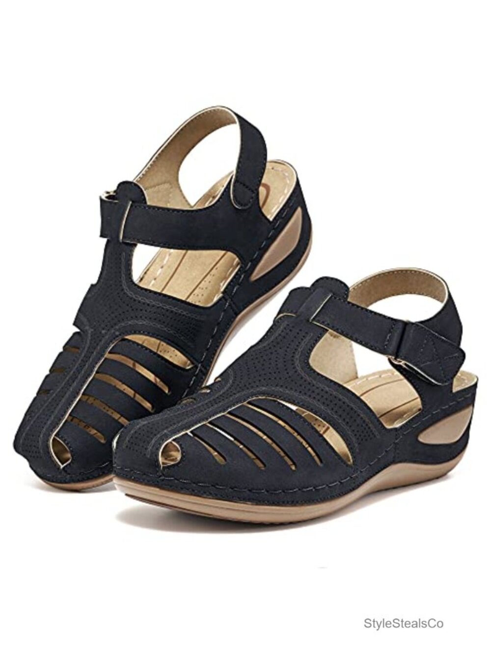 Platform Wedge Sandals Closed Toe Ankle Strap Summer Shoes Memory Foam